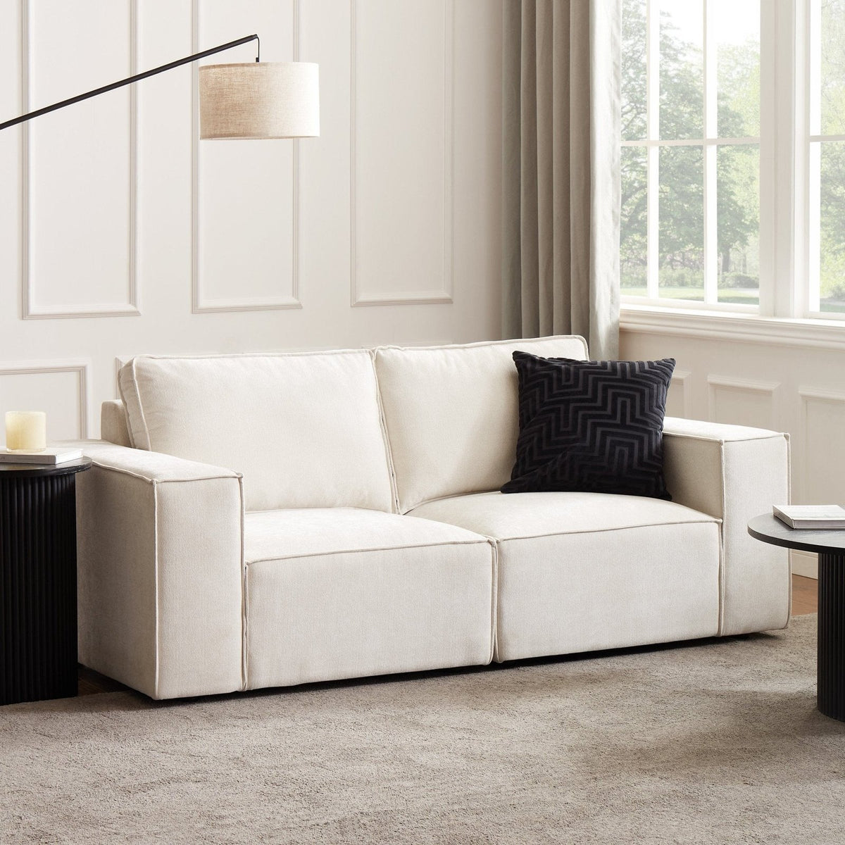Brooklyn 2 Seater Sofa - Ivory – Black & Feather
