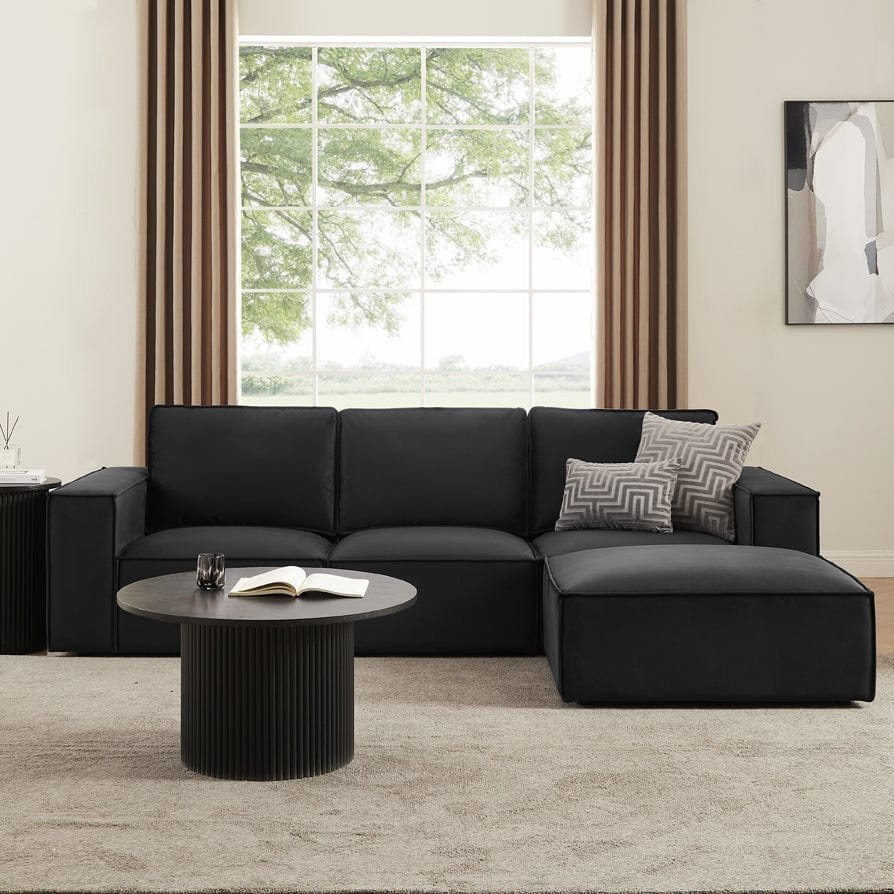 Brooklyn 3 Seater Black & Feather Sofa - Ink