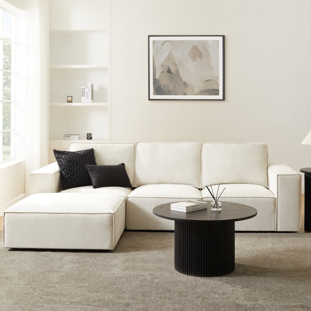 Brooklyn 3 Seater Sofa - Ivory – Black & Feather