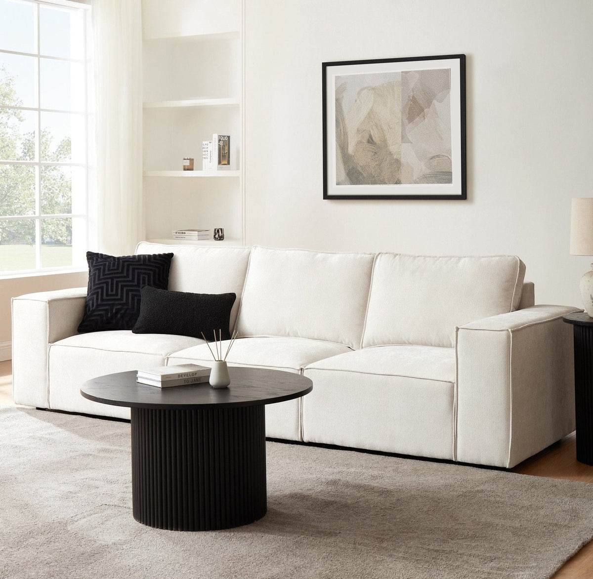 Brooklyn 3 Seater Sofa - Ivory – Black & Feather