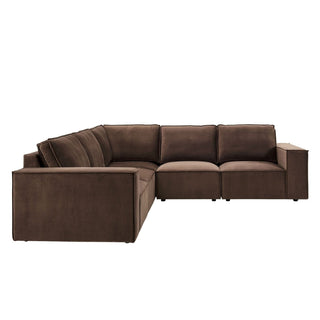 Brooklyn Large Left Hand Black & Feather Corner Sofa - Cappuccino