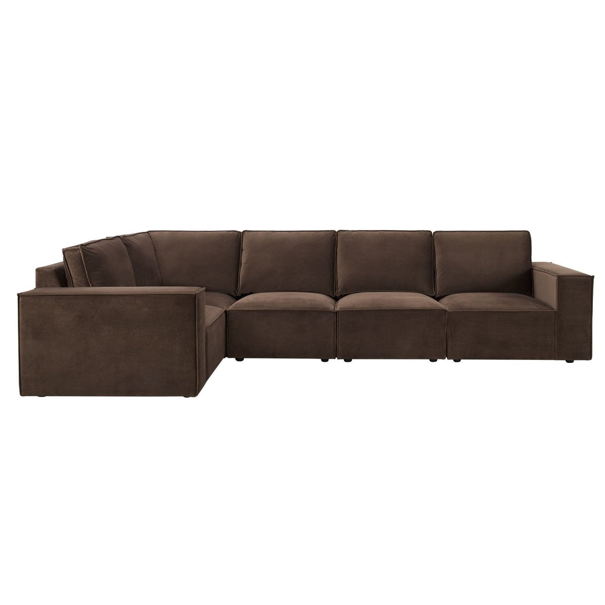 Brooklyn Large Left Hand Black & Feather L-Shape Sofa - Cappuccino