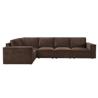Brooklyn Large Left Hand Black & Feather L-Shape Sofa - Cappuccino