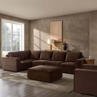 Brooklyn Large Left Hand Black & Feather L-Shape Sofa - Cappuccino