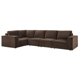 Brooklyn Large Left Hand Black & Feather L-Shape Sofa - Cappuccino