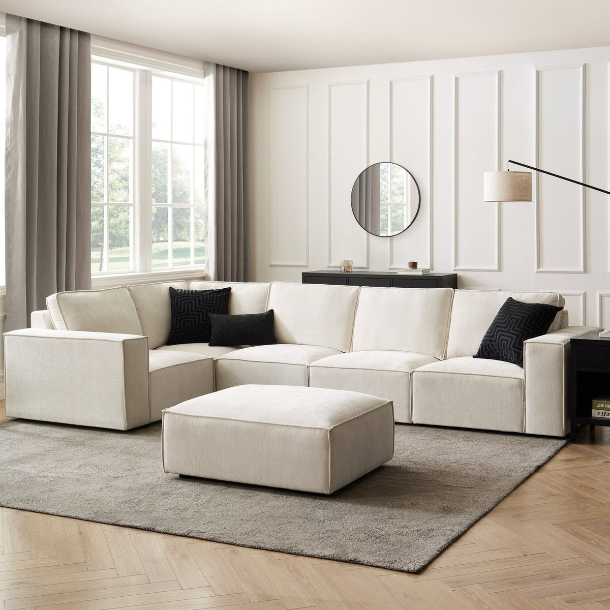 Brooklyn Large Left Hand L-Shape Sofa - Ivory – Feather & Black