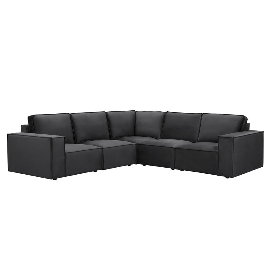 Brooklyn Large Right Hand Black & Feather Corner Sofa - Ink