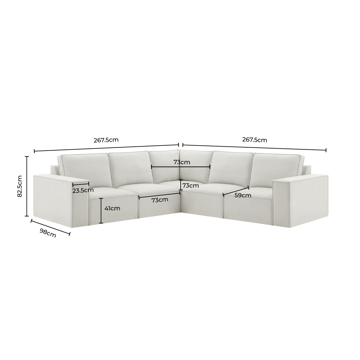 Brooklyn Large Right Hand Black & Feather Corner Sofa - Ink