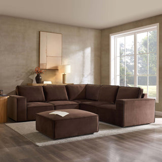 Brooklyn Large Right Hand Corner Sofa - Cappuccino – Feather & Black