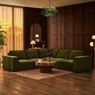 Brooklyn Left Hand Corner Sofa  - Muted Moss – Black & Feather