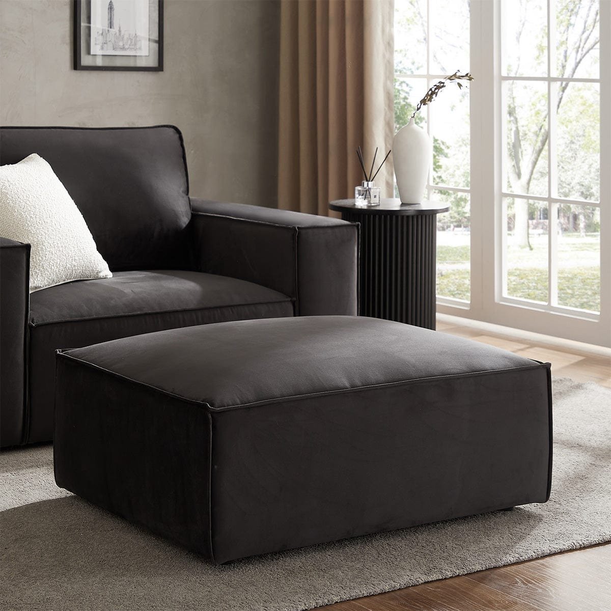Brooklyn Pouffe - Ink – Feather & Black