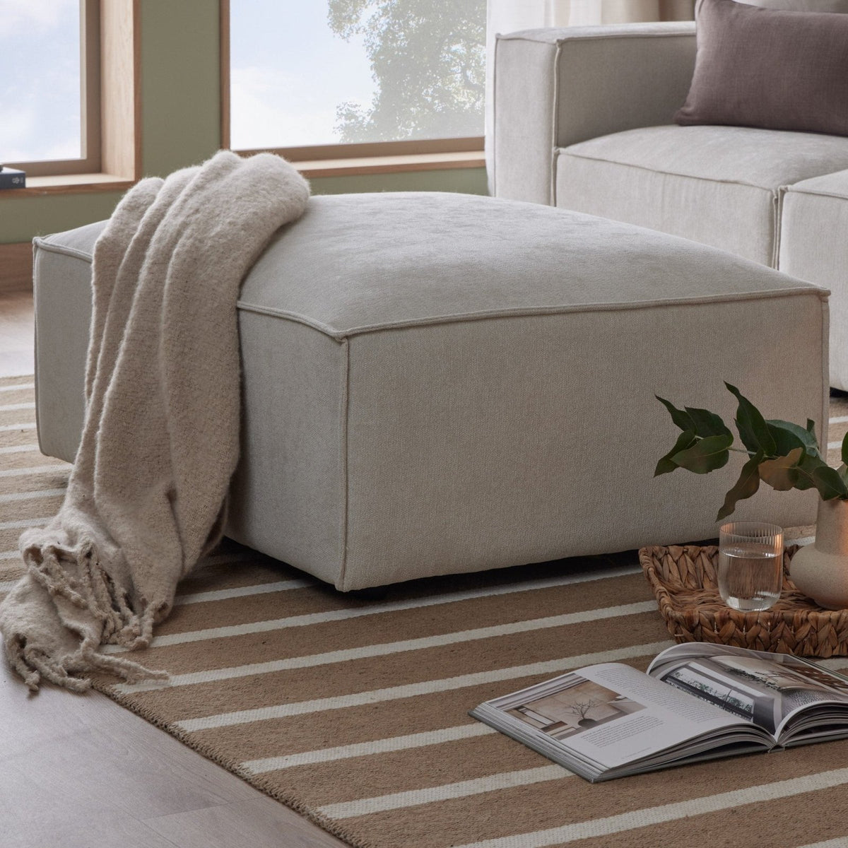 Brooklyn Pouffe - Ivory – Feather & Black