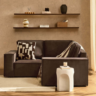 Brooklyn Small Corner Feather & Black Sofa - Cappuccino