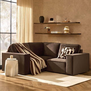 Brooklyn Small Corner Feather & Black Sofa - Cappuccino