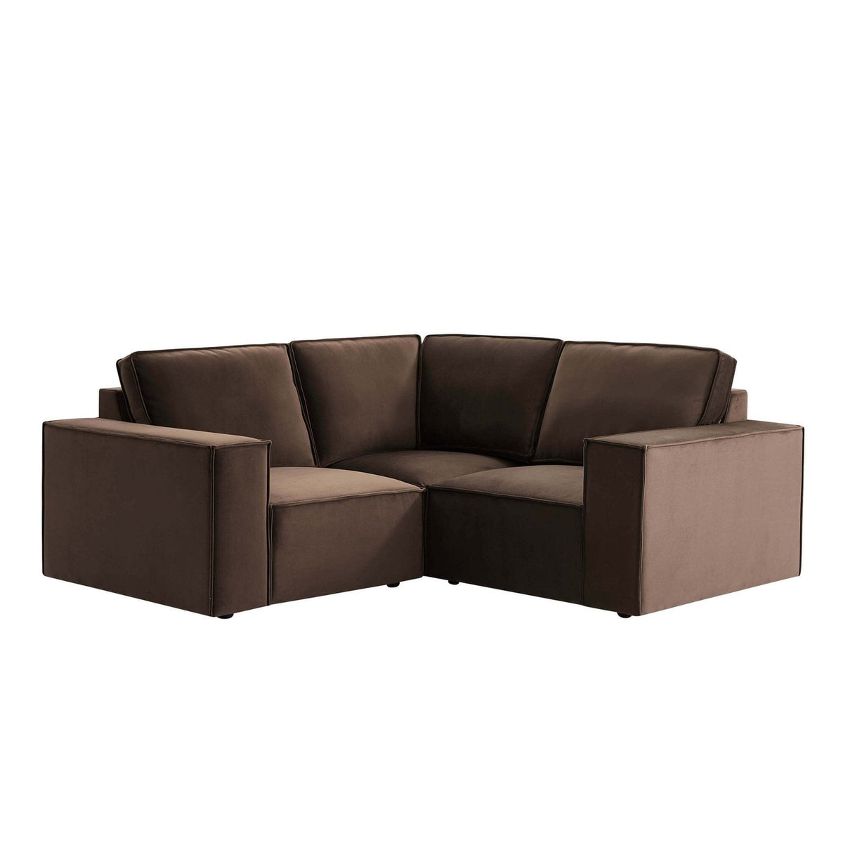 Brooklyn Small Corner Feather & Black Sofa - Cappuccino