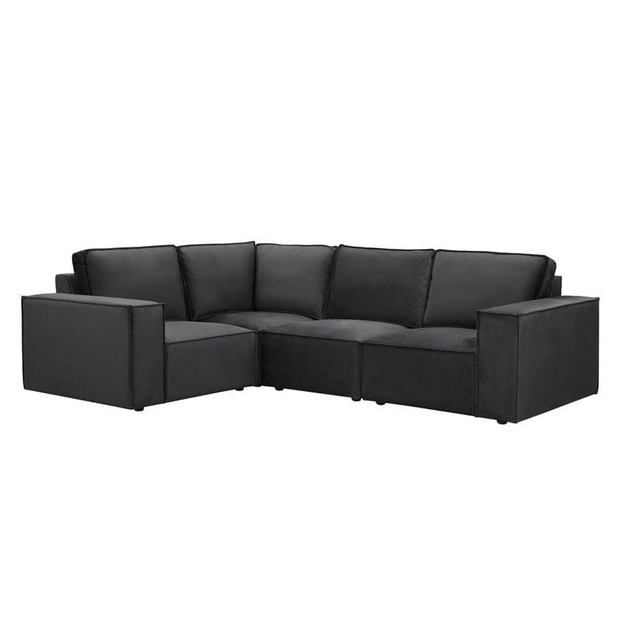 Brooklyn Small Left Hand Feather & Black L-Shape Sofa - Ink