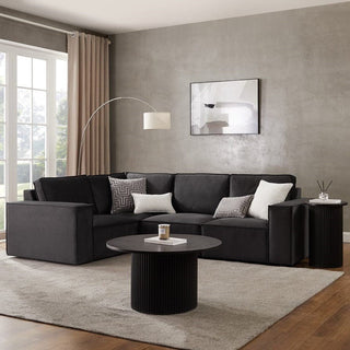 Brooklyn Small Left Hand Feather & Black L-Shape Sofa - Ink