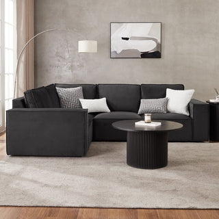 Brooklyn Small Left Hand Feather & Black L-Shape Sofa - Ink