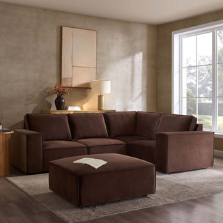 Brooklyn Small Right Hand L-Shape Sofa - Cappuccino – Black & Feather