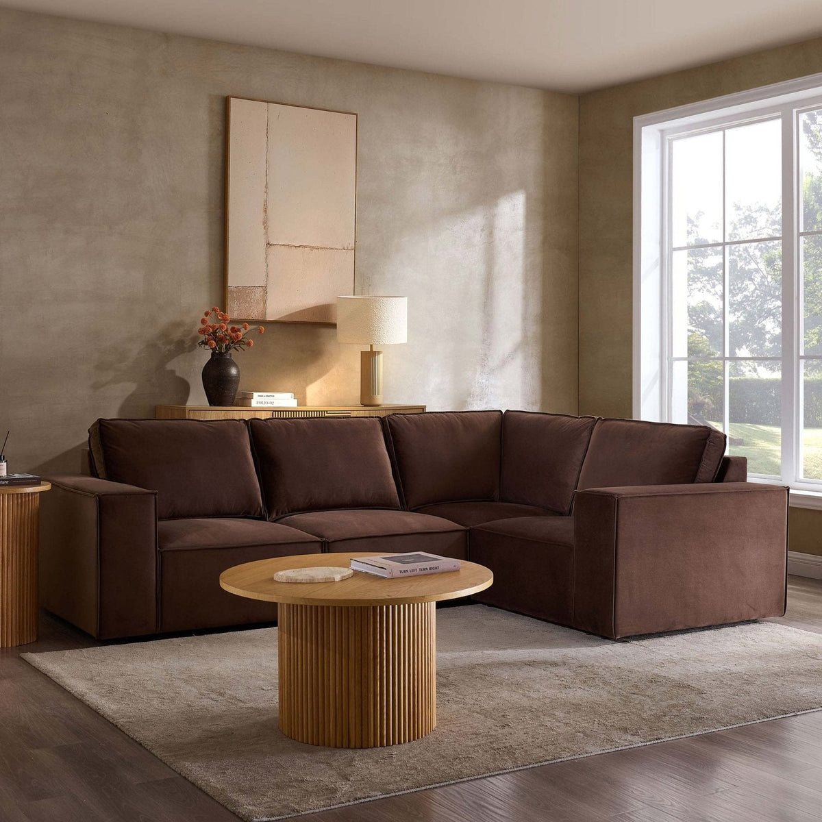Brooklyn Small Right Hand L-Shape Sofa - Cappuccino – Black & Feather