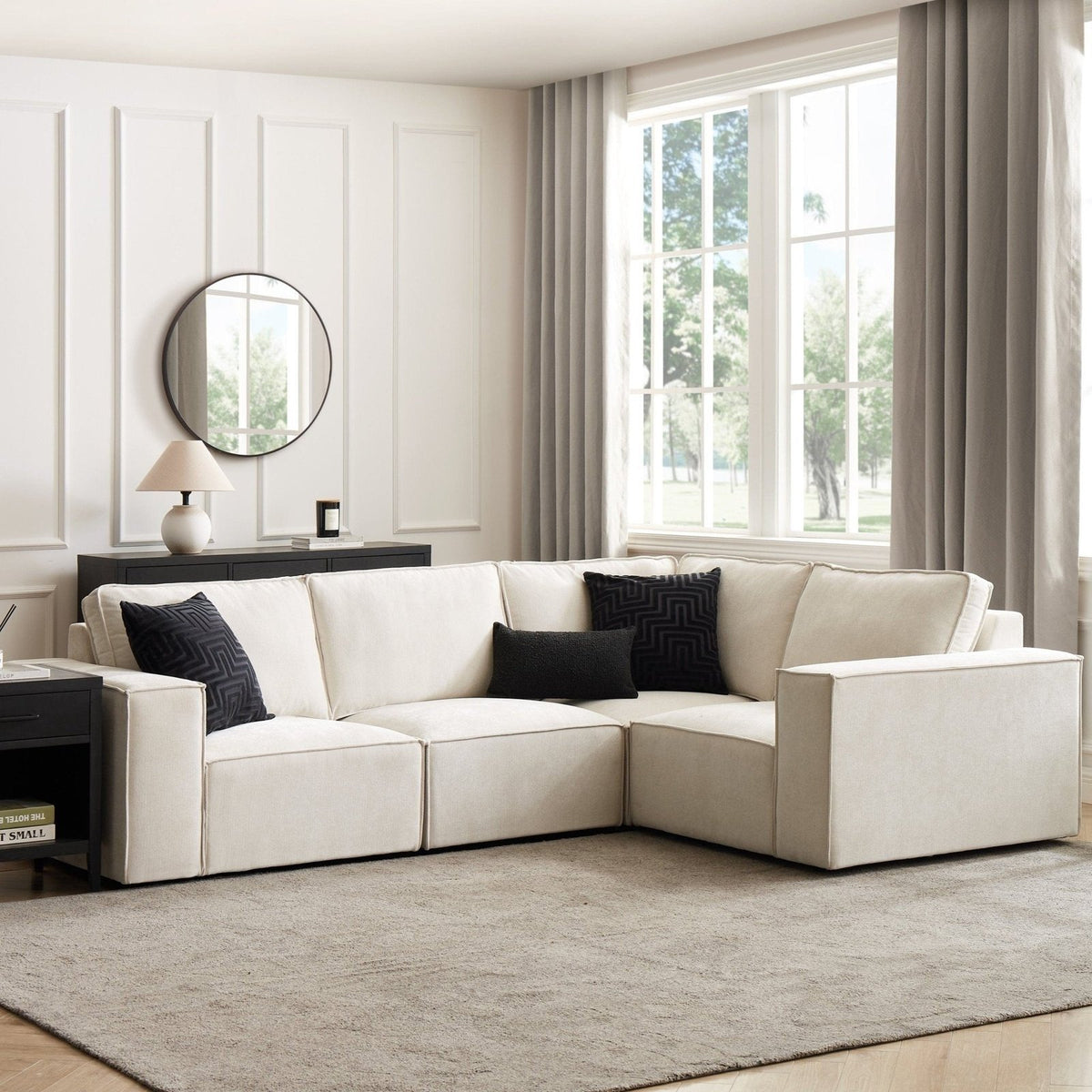 Brooklyn Small Right Hand L-Shape Sofa - Ivory – Black & Feather