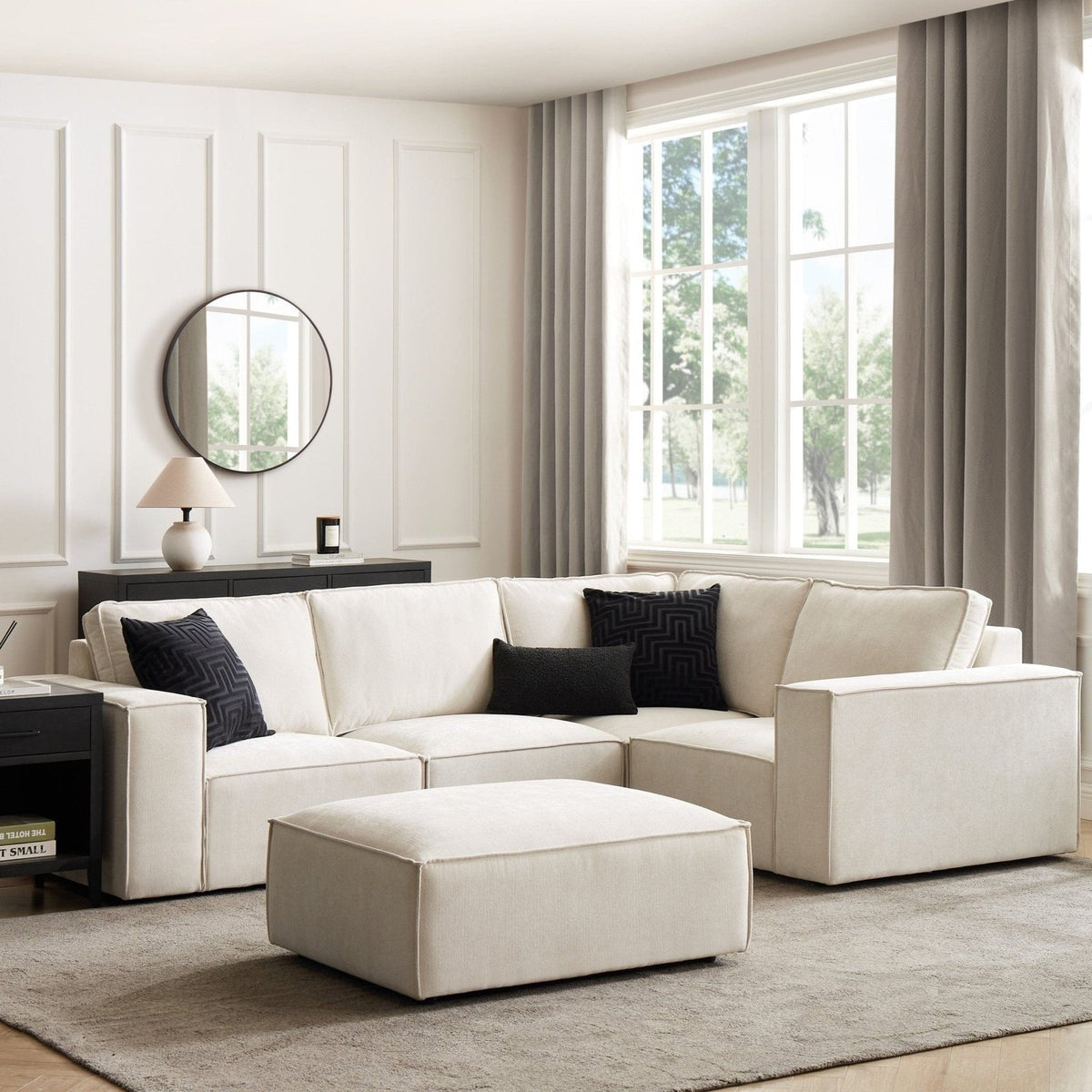 Brooklyn Small Right Hand L-Shape Sofa - Ivory – Black & Feather
