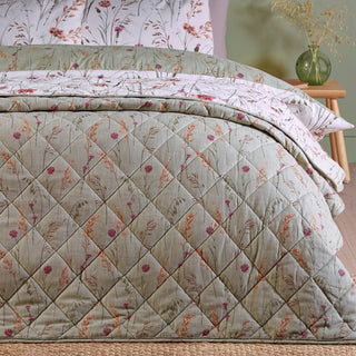 Brushed Grasmere Floral Laura Ashley UK Bedspread - Green
