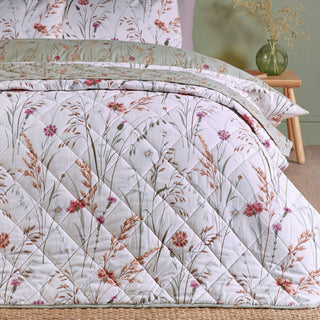 Brushed Grasmere Floral Laura Ashley UK Bedspread - Green
