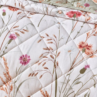 Brushed Grasmere Floral Laura Ashley UK Bedspread - Green
