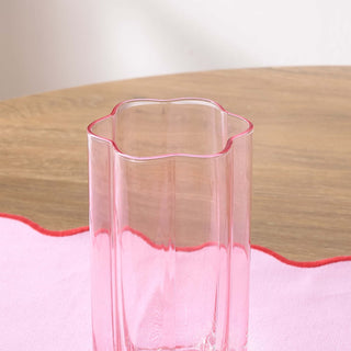 Brynn Scalloped Edge Glass Highballs Black & Feather - Set of 4 - Pink