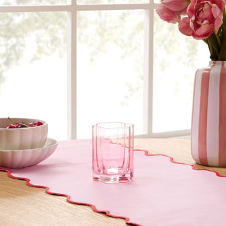 Brynn Scalloped Edge Glass Tumblers Feather & Black - Set of 4 - Pink