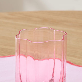 Brynn Scalloped Edge Glass Tumblers Feather & Black - Set of 4 - Pink