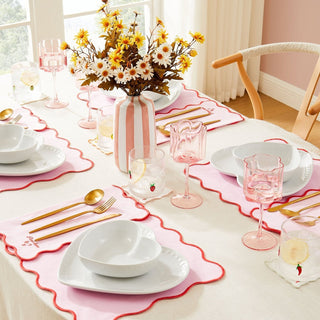 Brynn Scalloped Edge Wine Glasses - Set of 4 - Pink – Feather & Black