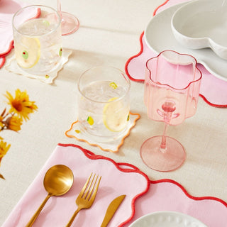 Brynn Scalloped Edge Wine Glasses - Set of 4 - Pink – Feather & Black