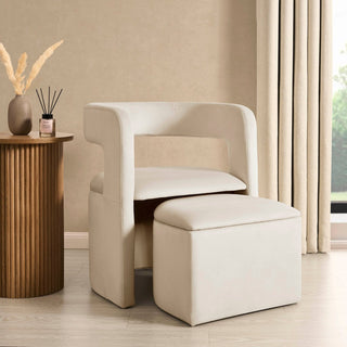 Bryony Accent Feather & Black Chair - Ecru