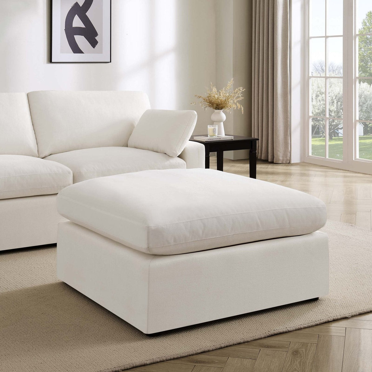 Cairo Feather Pouffe - Vanilla – Feather & Black