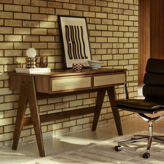 Campbell Large Wooden 2 Drawer Desk | Walnut – Laura Ashley UK