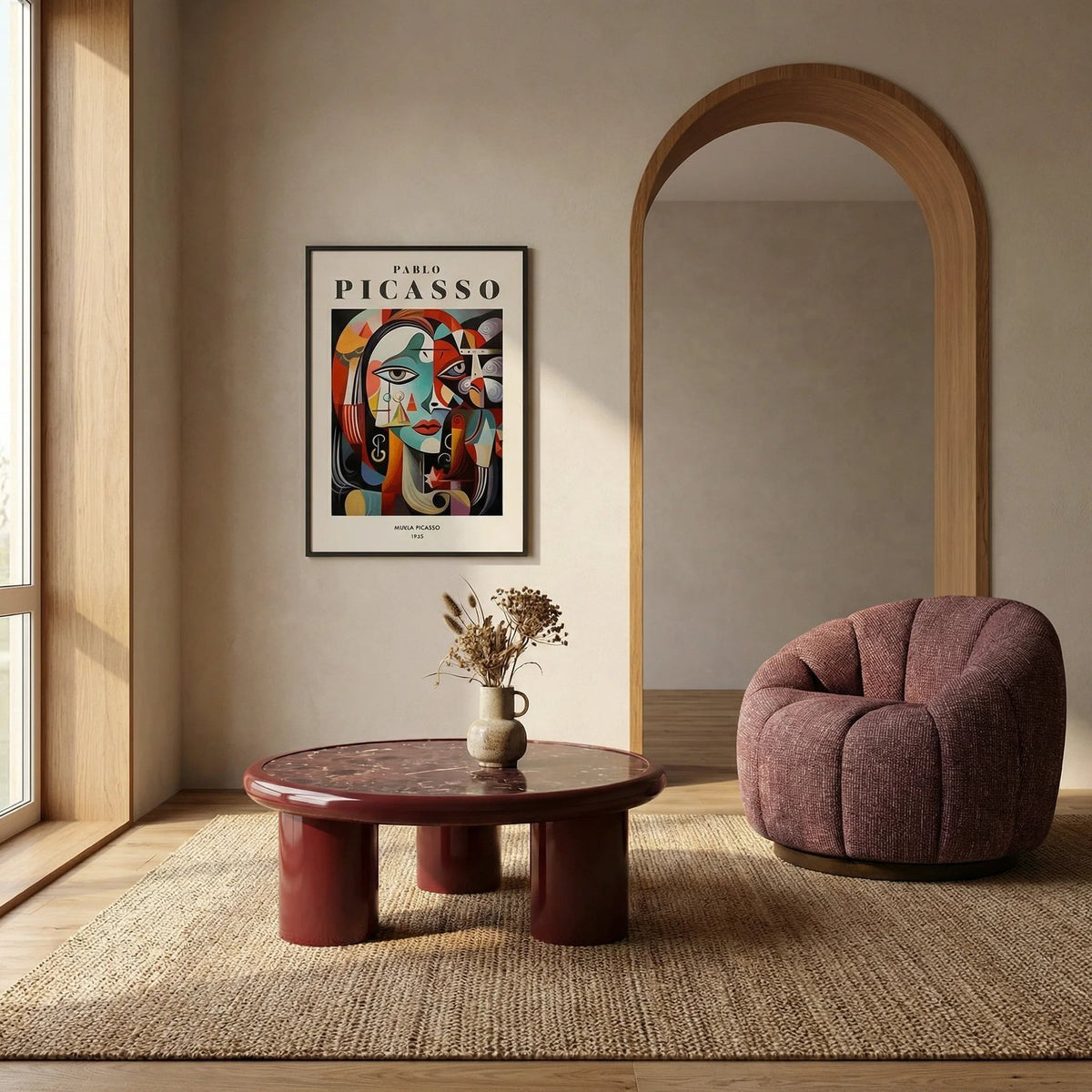 Carson Round Coffee Table | Maroon Laura Ashley UK Red Marble & High Gloss Burgundy