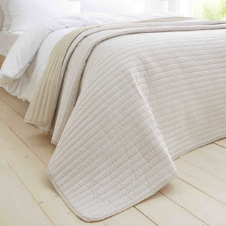 Catherine Lansfield Stripe Laura Ashley Bedspread - Natural