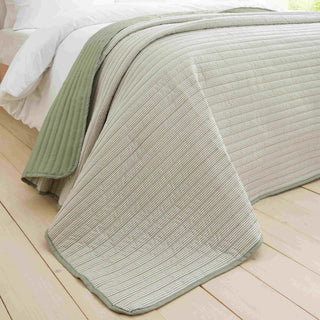 Catherine Lansfield Stripe Laura Ashley UK Bedspread - Green