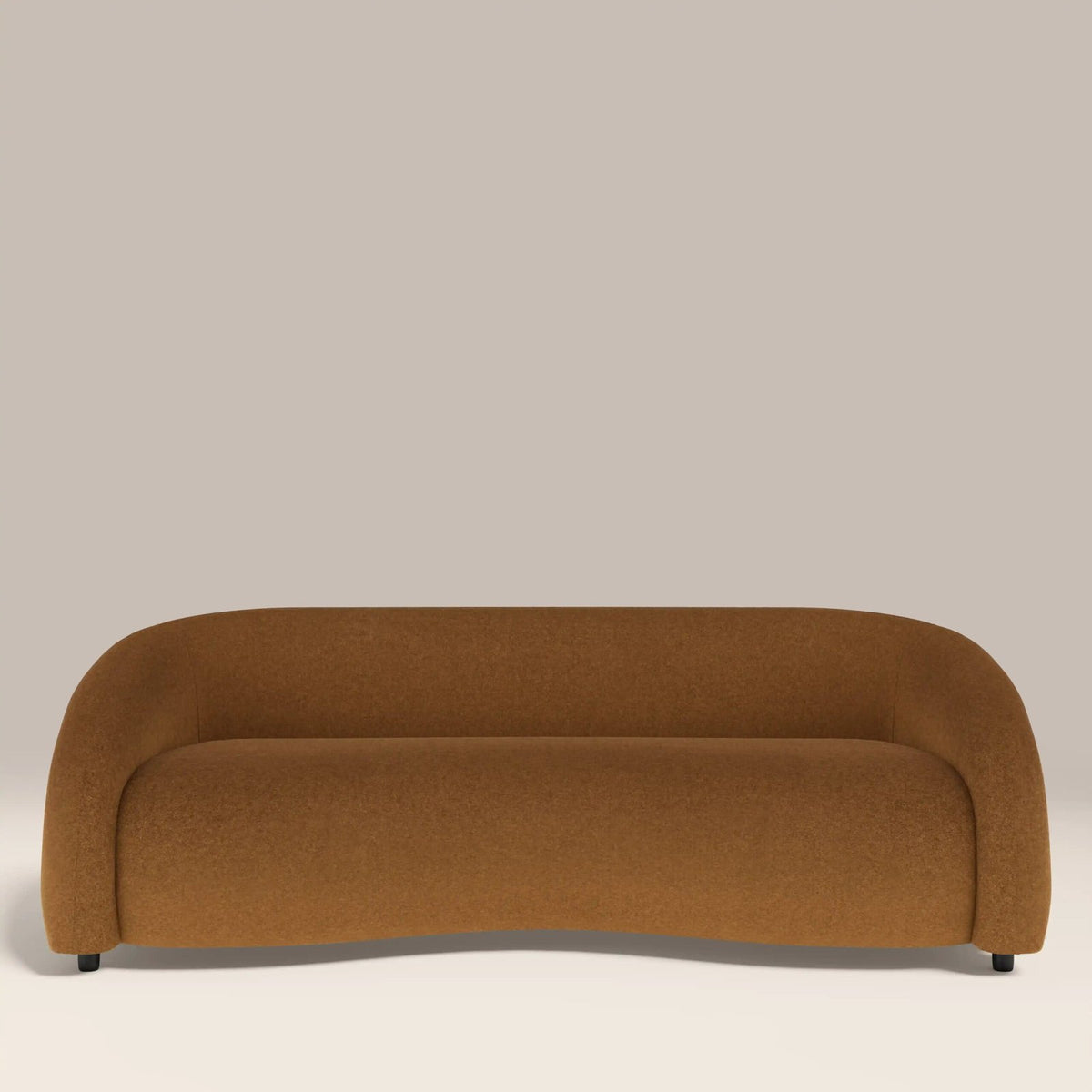 Chaplin 3 Seater Sofa | Caramel Brown Sustainable Mohair Velvet &amp; Walnut – Laura Ashley
