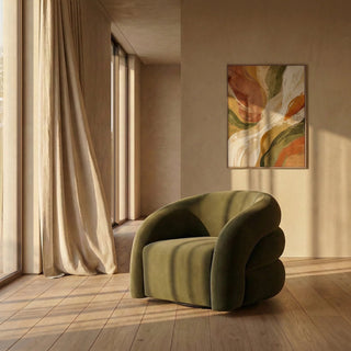 Chaplin Swivel Accent Chair | Moss Laura Ashley Green Sustainable Mohair Velvet & Walnut