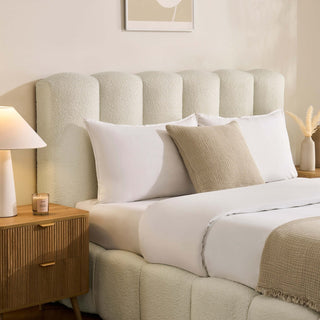 Cheshire Boucle Ottoman Storage Feather & Black Bed - Off White