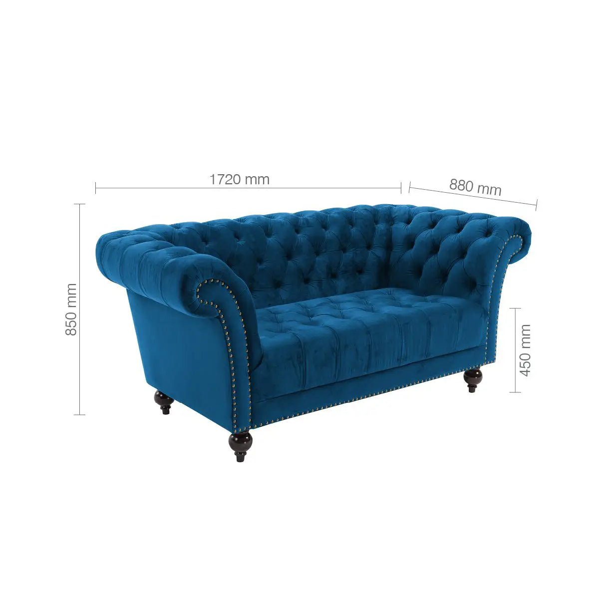 Chester Blue Plush Velvet LauraAshley Soft Fabric Chesterfield Sofa