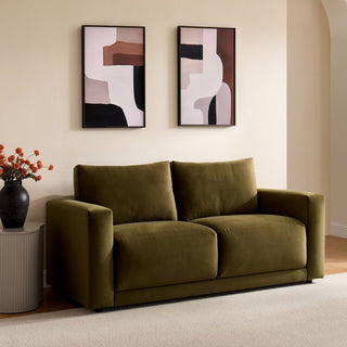 Chicago 2 Seater Feather & Black Sofa - Rich Green