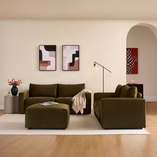 Chicago 2 Seater Feather & Black Sofa - Rich Green