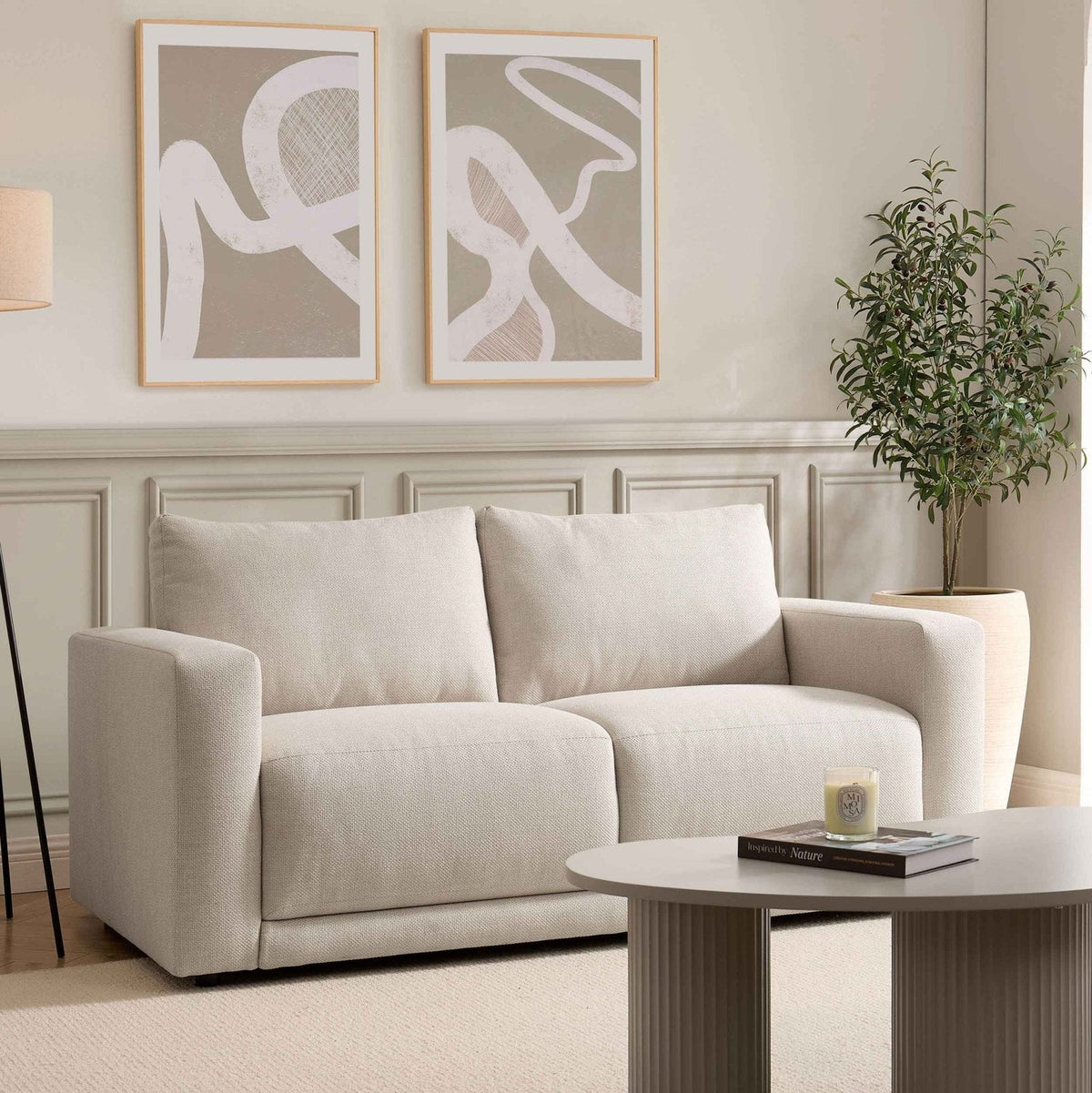 Chicago 2 Seater Sofa - Beige – Black & Feather