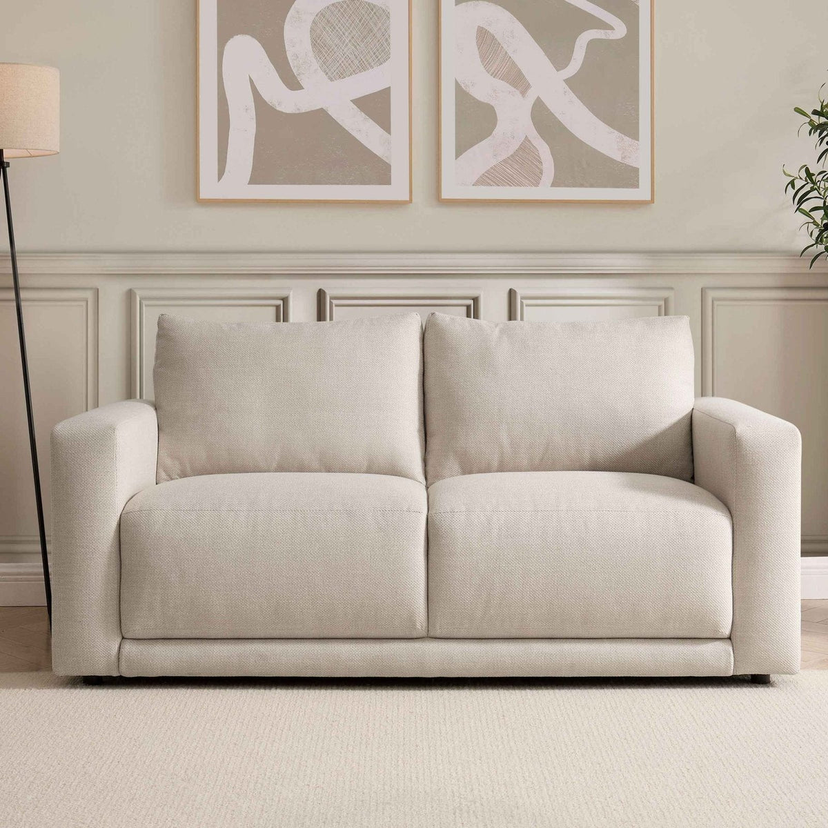 Chicago 2 Seater Sofa - Beige – Black & Feather