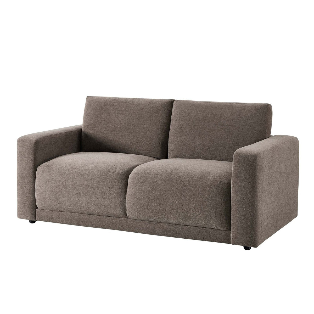 Chicago 2 Seater Sofa - Chenille Mushroom – Black & Feather