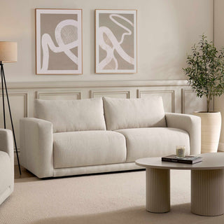 Chicago 3 Seater Black & Feather Sofa - Beige
